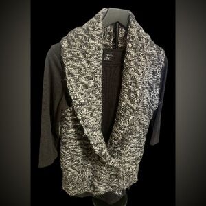 Cozy Black and Gray Knit Sweater Vest